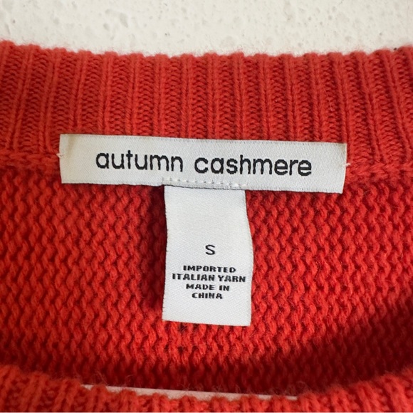 Autumn cashmere bittersweet red cropped boxy cashmere wool blend knit sweater - Picture 4 of 5